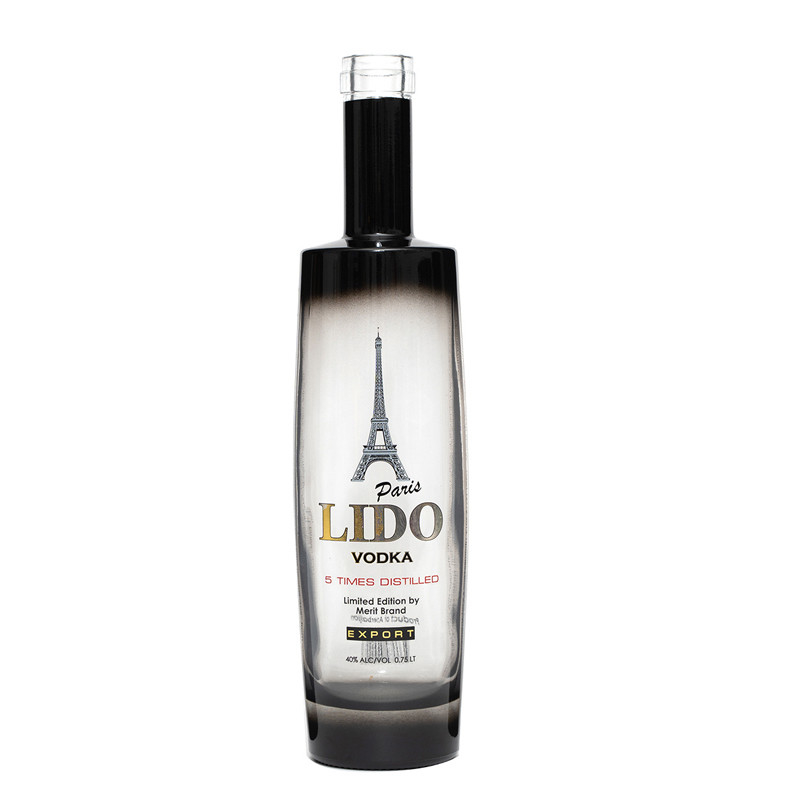 750ml Industrial Beverage Glass Liquor Bottle with Color Spray Surface and Decal