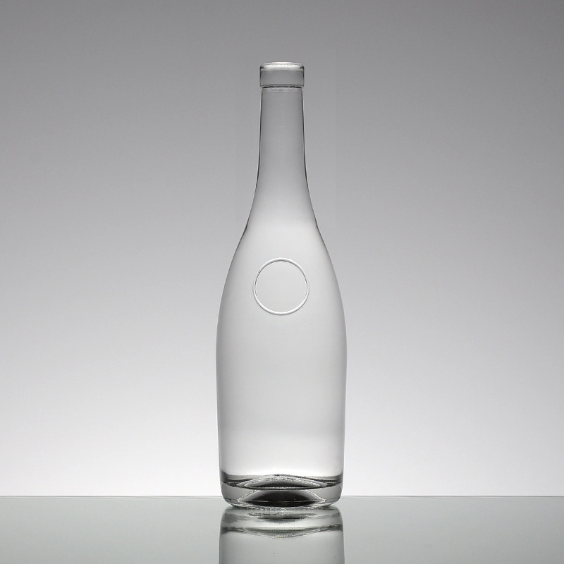 Engraved Super Flint Glass Alcohol Jar 750ml Bulk Liquor Glass Bottle with Cork 1 Liter