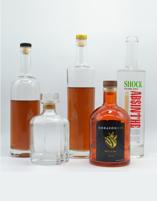 200ml 375ml 500ml 700ml Super flint glass cork/screw bottles for gin whsiky brandy rum