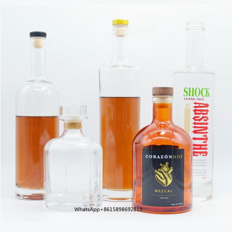 Extra White Flint Glass 350ml 500ml 700ml 750ml Vodka Gin Whiskey Liquor Glass Bottle
