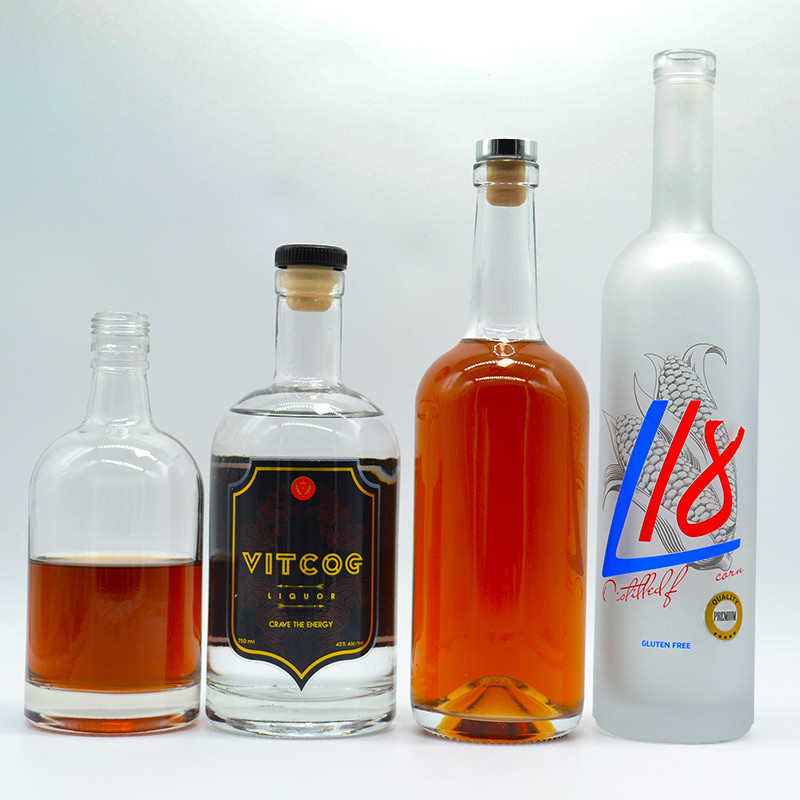 375ml 200ml 100ml Bottle Glass Gin Whisky Wine Vodka Spirit Glass Bottle with Cork