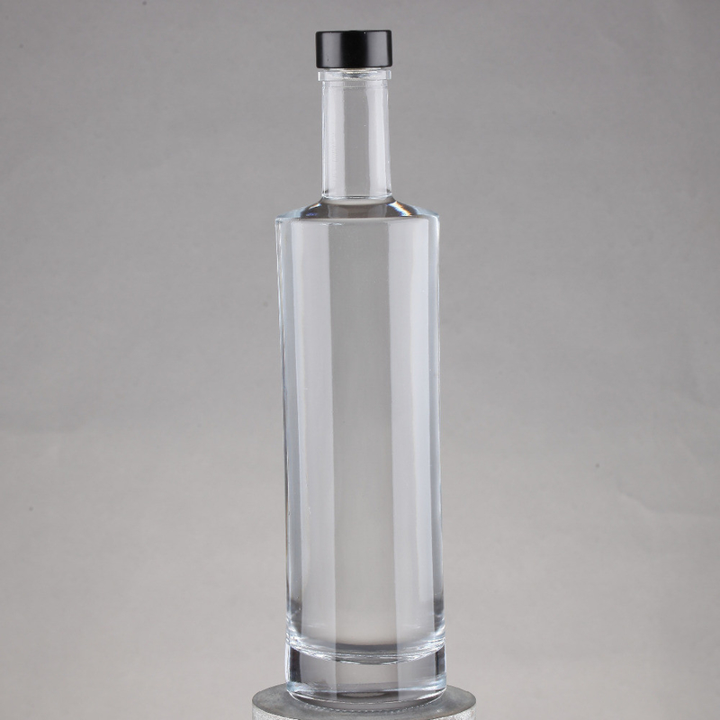 Embossed Clear Round Tall Guala Cap Whiskey Bottle Glass Bottles with Corks